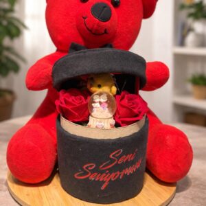 Kırmızı Ayıcıklı Seni Seviyorum Gül Kutusu