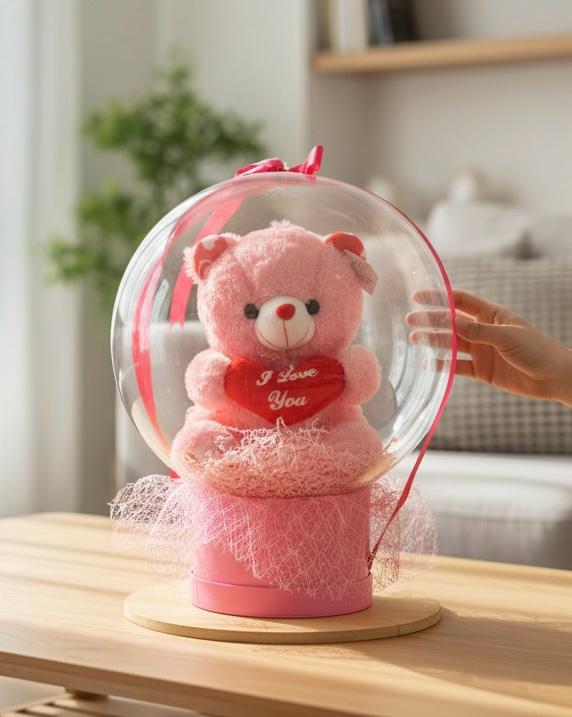 Aşk Balonu – Kalpli Peluş Ayıcık