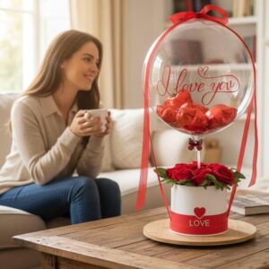 I Love You Aşk Balonu – Kalpli Gül Kutusu