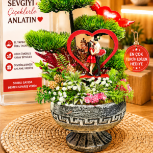Sevgi Ağacı Yapay Çiçek Aranjmanı | El Yapımı Romantik Hediye
